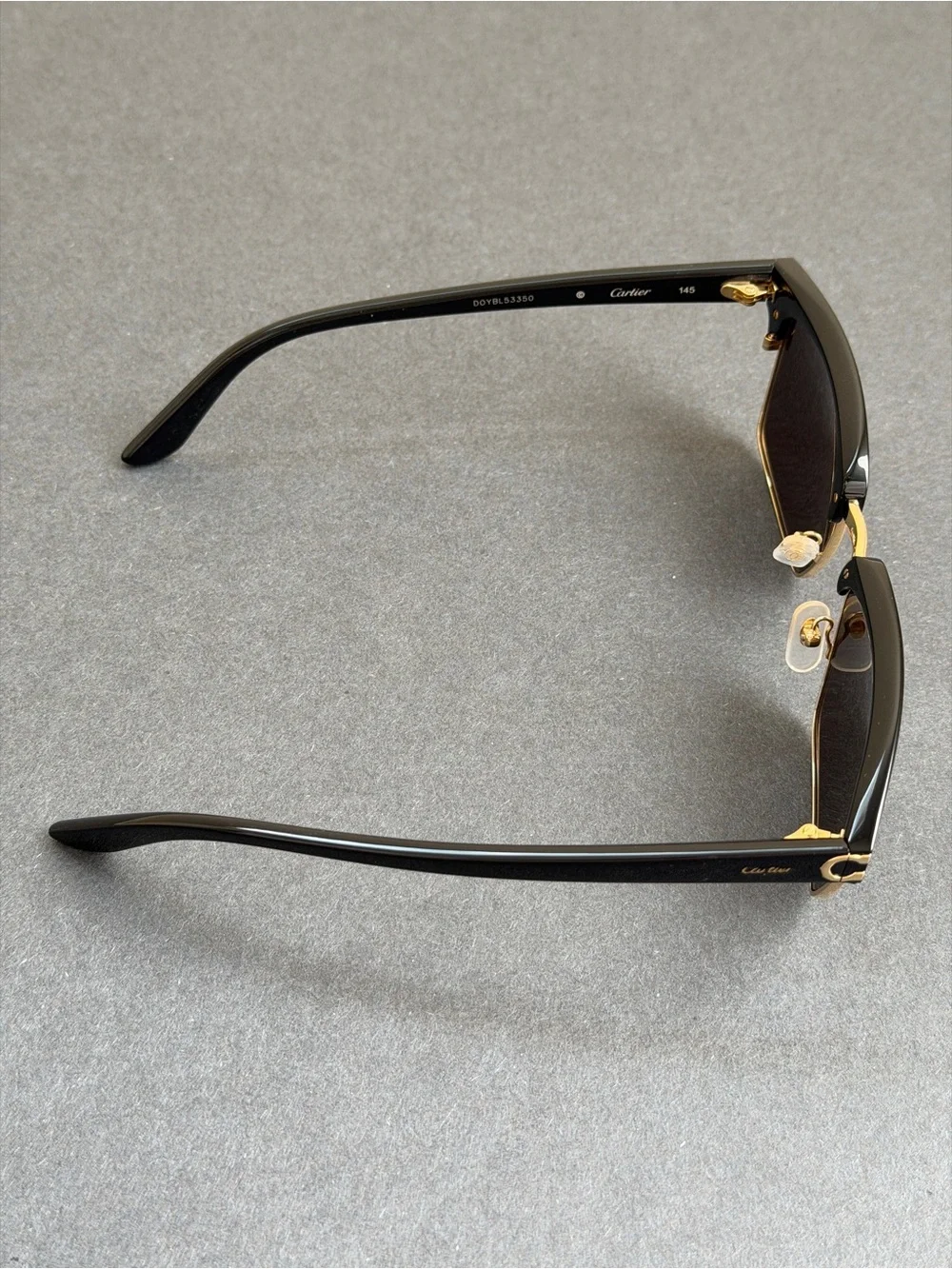 100% Authentic Cartier Black Square Acetate Metal Frame Sunglasses